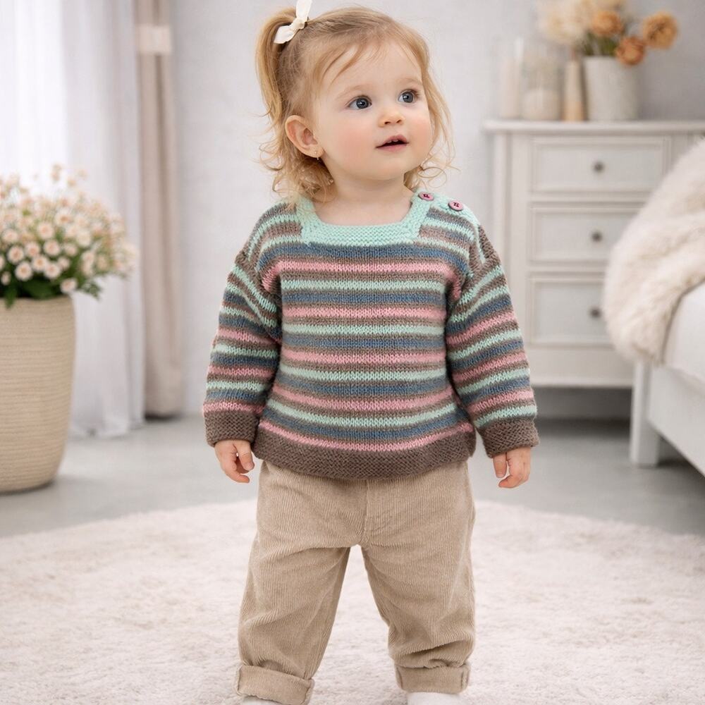 Vintage Sweater Cottagecore Striped Knit Y2K Grandpa Retro Baby Toddler Handmade